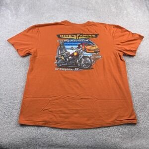 Harley Davidson Shirt Mens 2XL XXL Orange Mike's Famous Smyrna Biker‎ Motorcycle